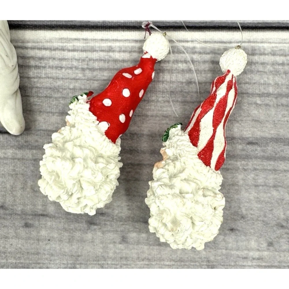 LOT OF 6 VINTAGE ICICLE SANTA HEAD CHRISTMAS TREE‎ ORNAMENTS